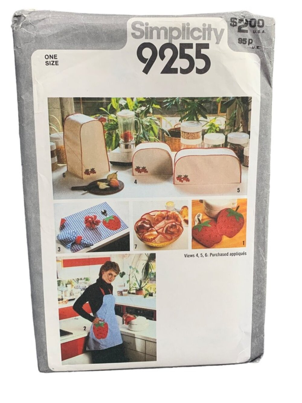 Simplicity 9255 Kitchen Appliance Covers Potholder Apron Sewing Pattern Uncut